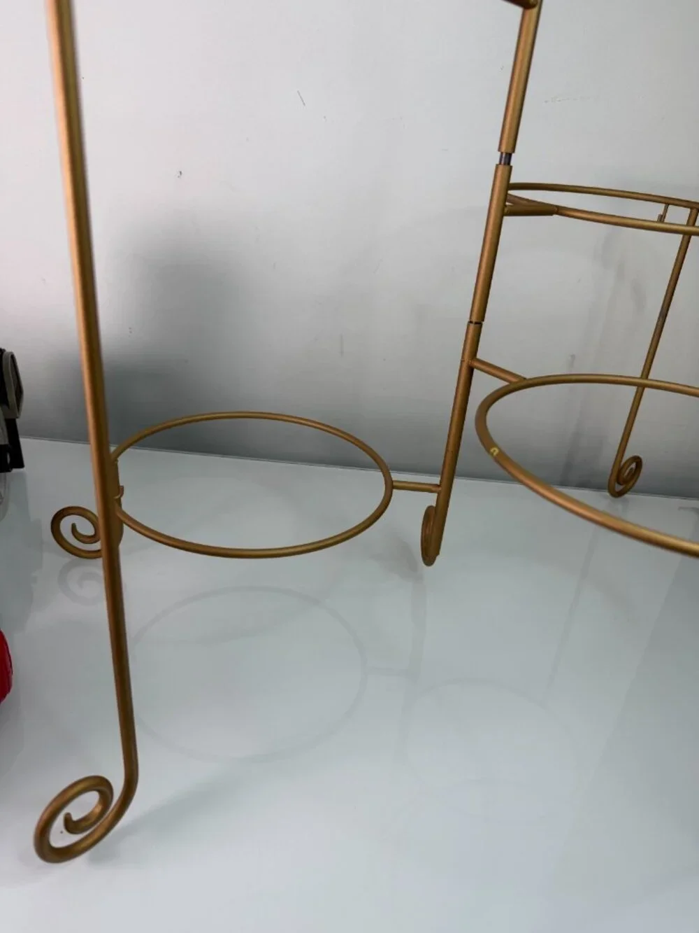 Vintage MCM Moveable Gold Metal 4 Stack Tier Plate Serving Stand Plant Holder - Picture 6 of 9